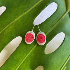 Matariki is the Māori name for the cluster of stars also known as the Pleiades. It rises in mid-winter and for many Māori, it heralds the start of a new year.   18 mm x 8mm handcrafted oval bead hanging on sterling silver hooks. Available in 6 carefully chosen contemporary colorways.  Matariki means the 'eyes of god' or 'little eyes'.