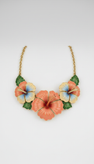 Enamel hibiscus statement necklace