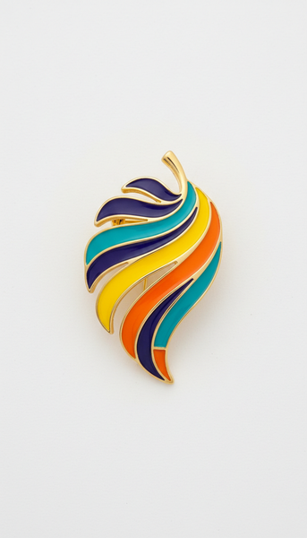 Indigo Wave Tropical Leaf Brooch