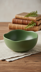 Fern green ceramic serving bowl
